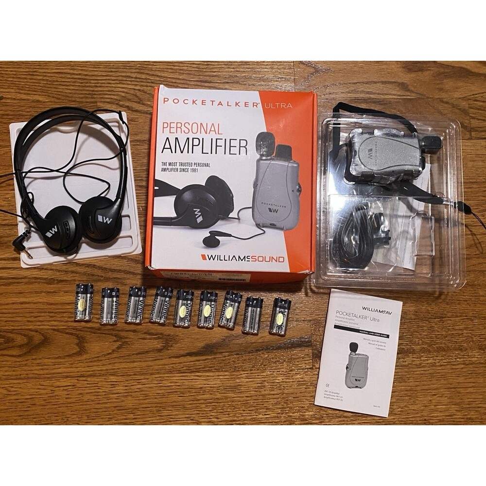 Williams Sound Pocketalker Amplifier Headphone - PKTD1H26 - with extra batteries